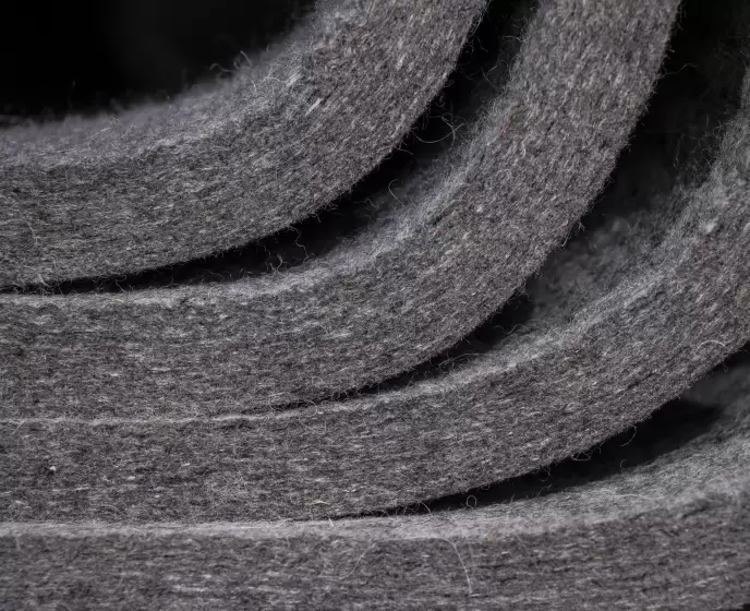 Preview for technical felts as yard goods of different thickness and color as an example here in dark gray